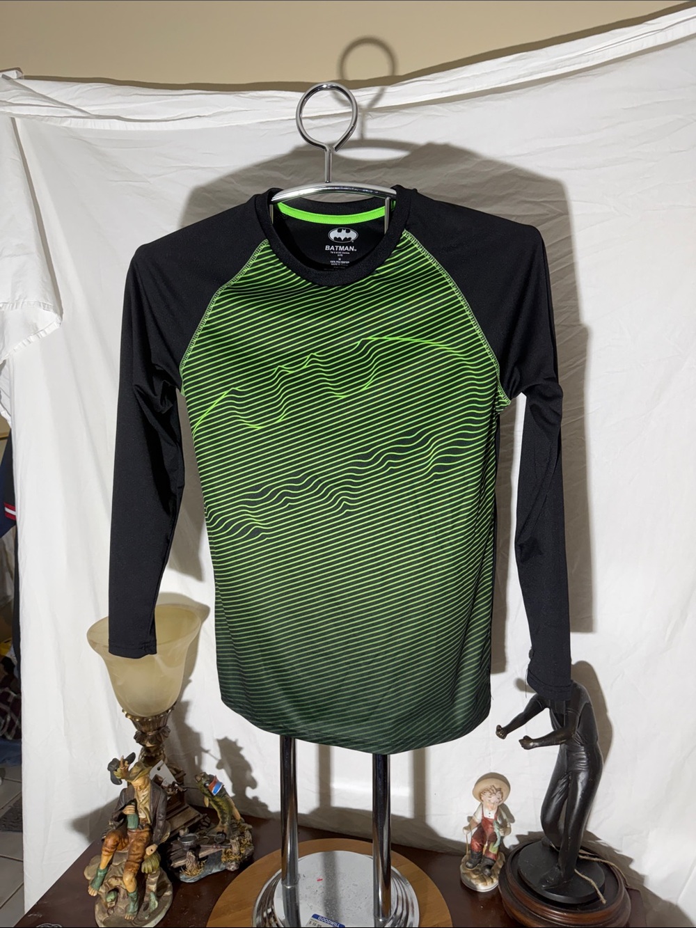 Batman Black & Neon Green Long-Sleeve Swim Rash Guard